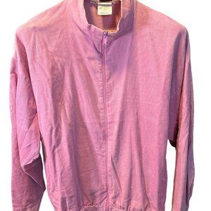 Blair Womens Pink Full Zip Mockneck Jacket Size XL Corduroy Made In USA
